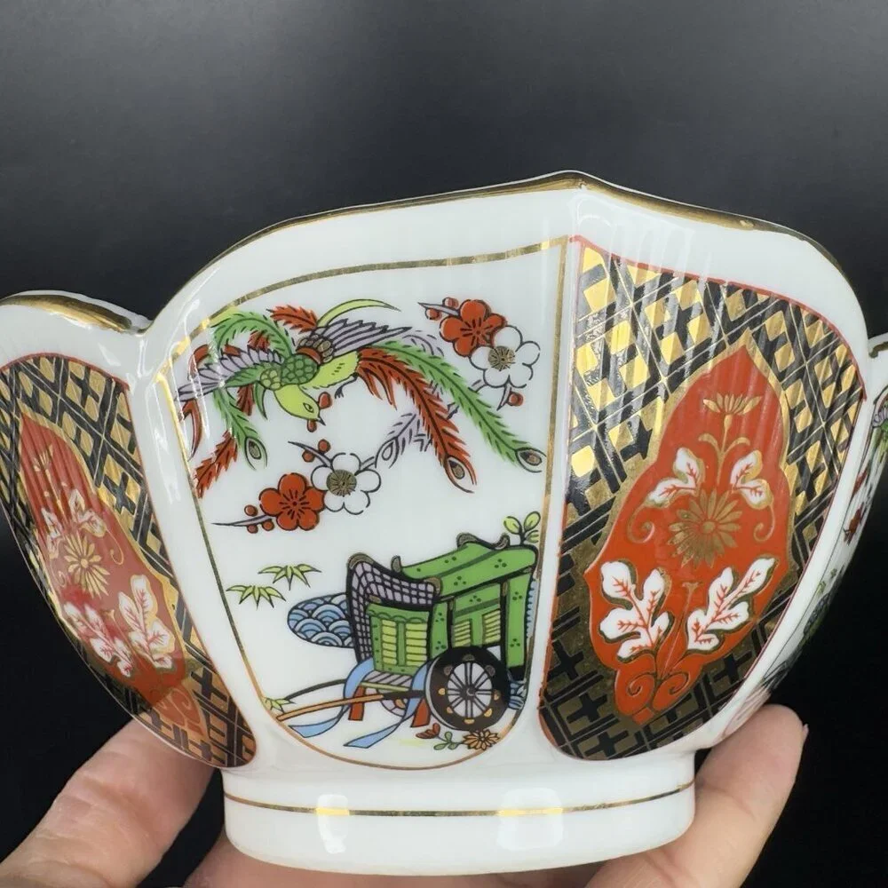 Vintage Imari by Heritage Mint Japanese Bowl Floral Scallop Edge Lotus Dish Bowl